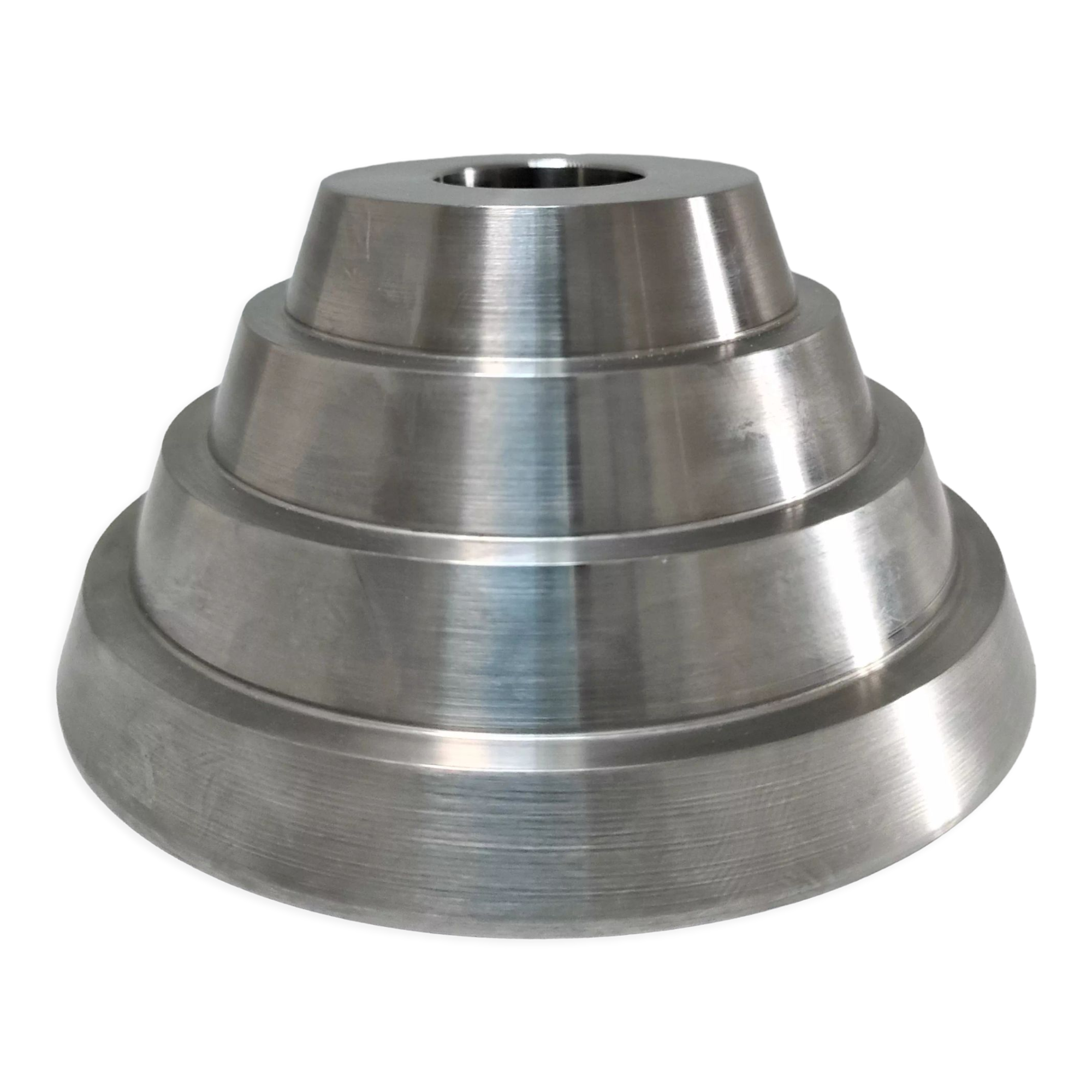Solid steel candle holder turned design