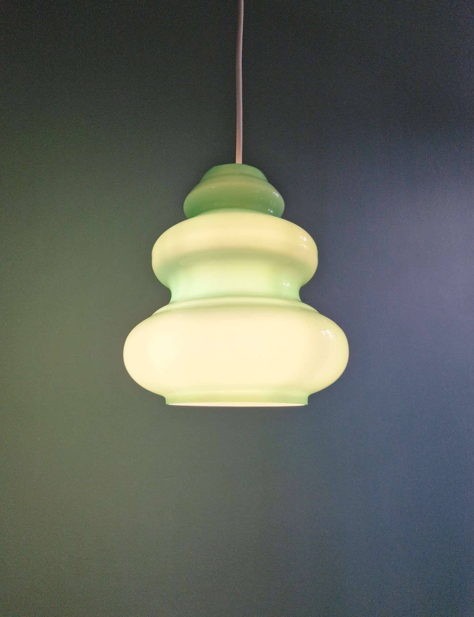 Suspension Space Age in blue-green opaline, 1960s