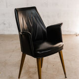Armchairs / chairs in black skaï "emelinne"