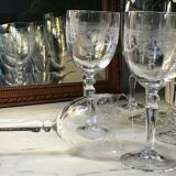 Six crystal wine glasses