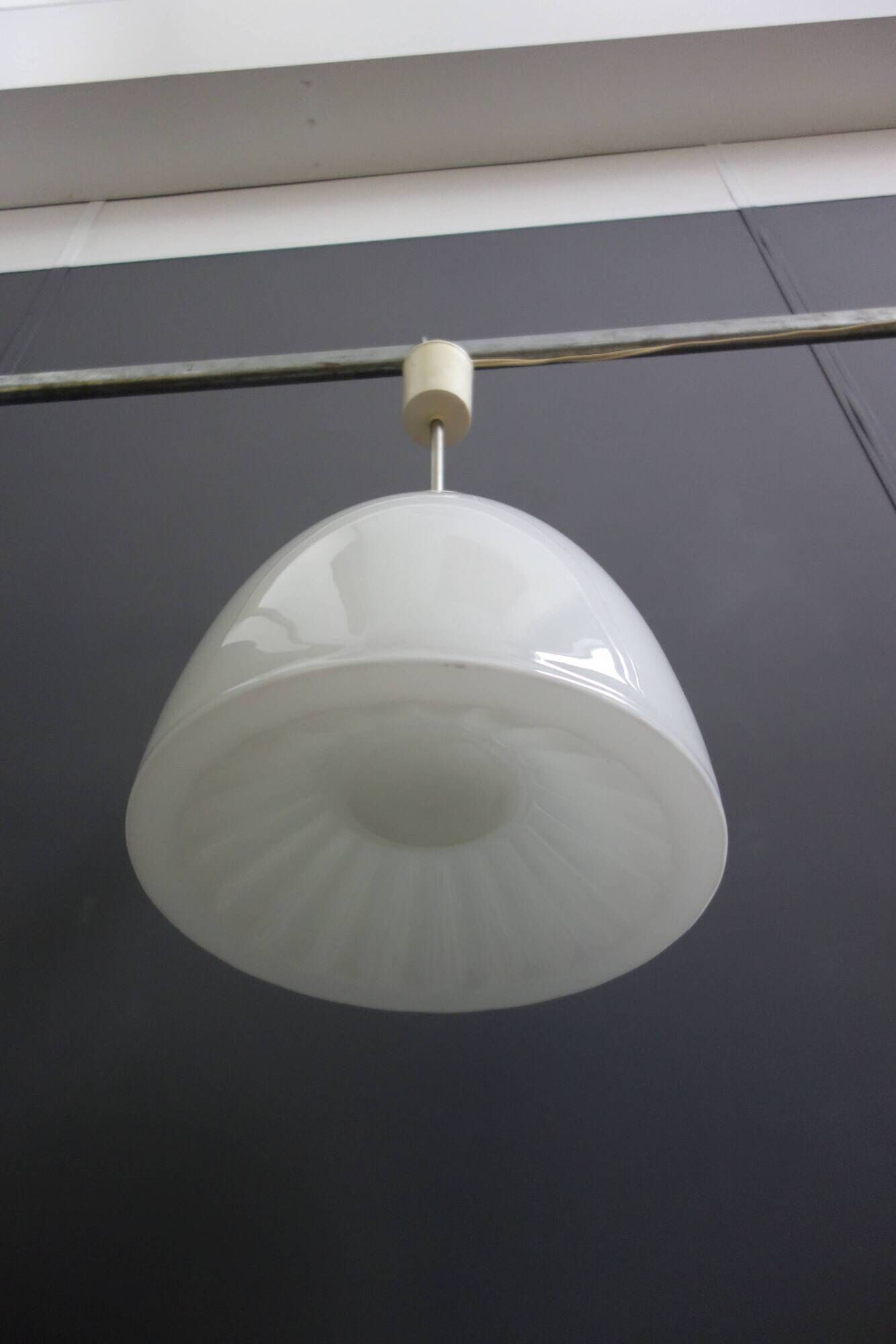 Vintage opaline pendant lamp, czechoslovakia 1950