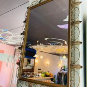 Miroir en laiton vintage Deknudt avec étagère, années 1970