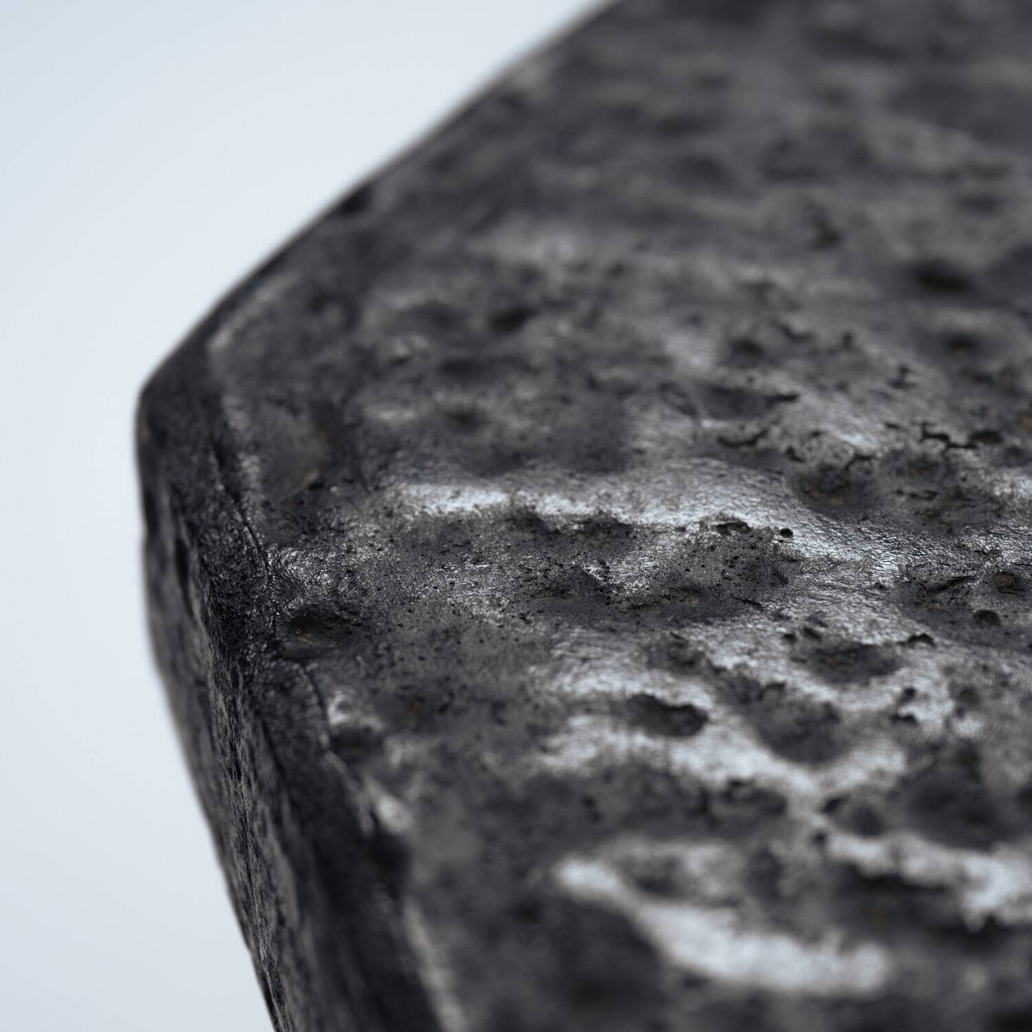 Brutalist Octagonal Coffee Table in Black Stone Look Resin, 1970s