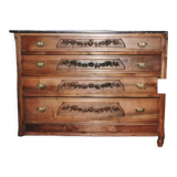 1900 cherry chest of drawers with red marble