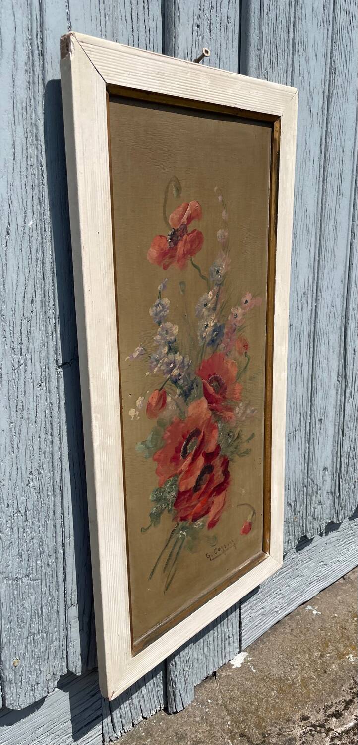 Tableau bouquet de fleurs sur huile : signé G.CORDIER