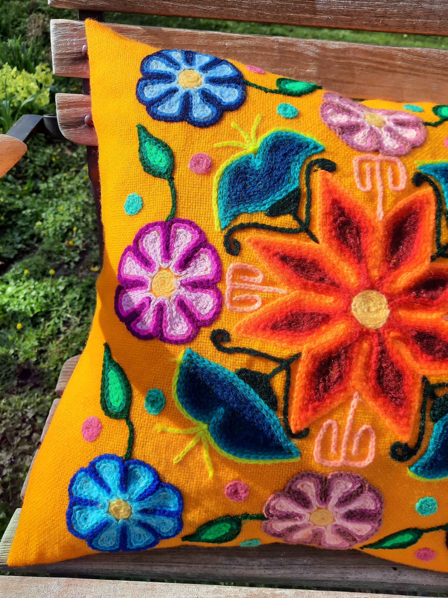 Yellow Peruvian cushion cover