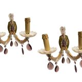 Lot de 2 appliques en verre opalin rose