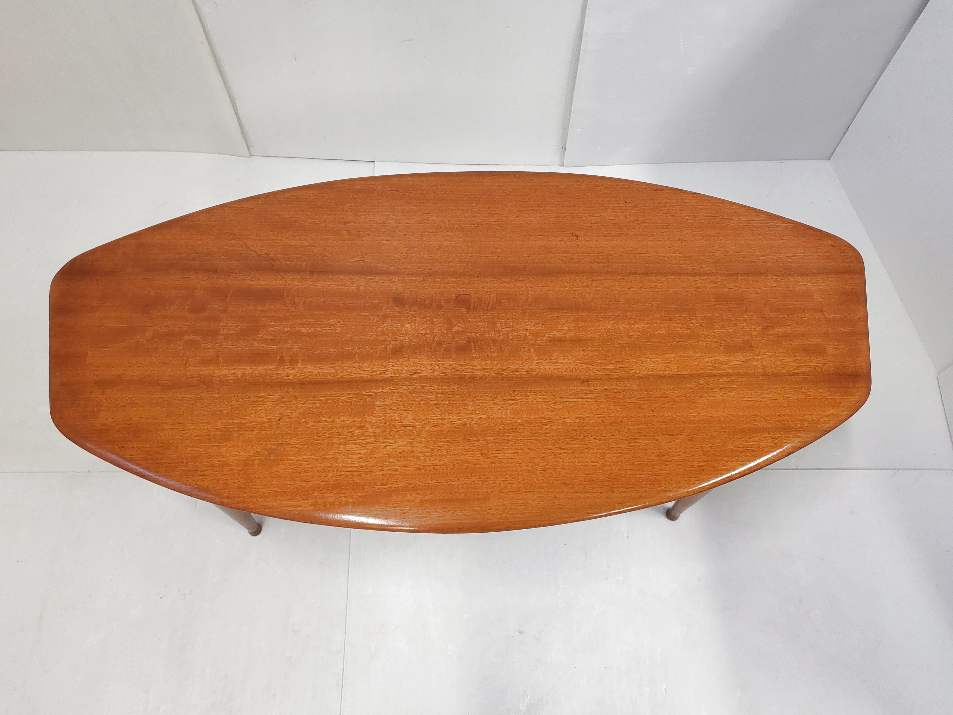 Scandinavian coffee table in teak & glass 1960 vintage