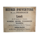 Plaque horaires pharmacie