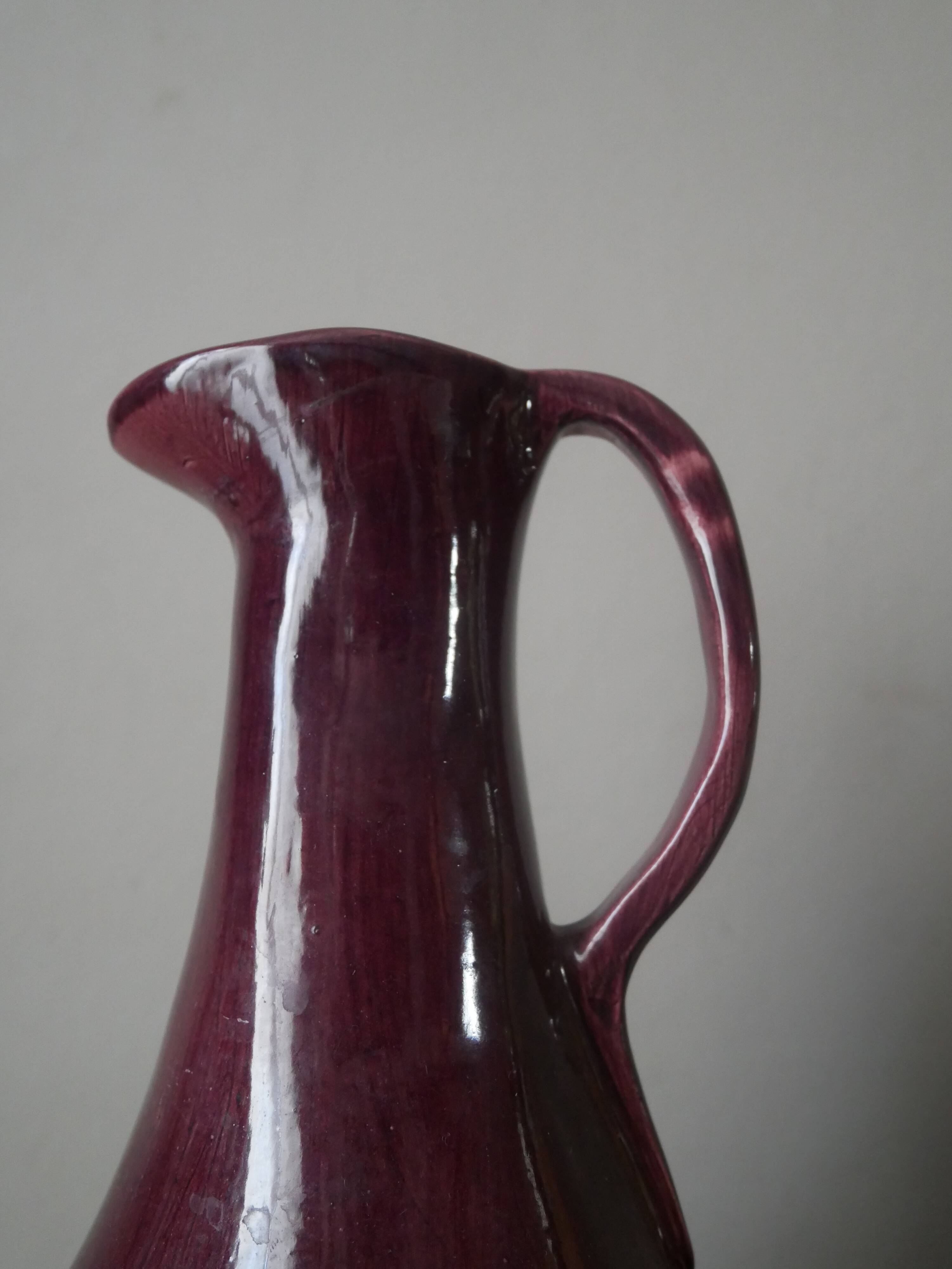 Pitcher vase with handle ceramic handmade pottery country decoration