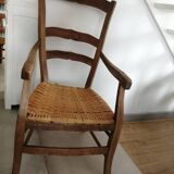 fauteuil campagnard ancien assise en rotin