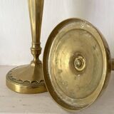 Pair of 29cm gold-plated brass candlesticks