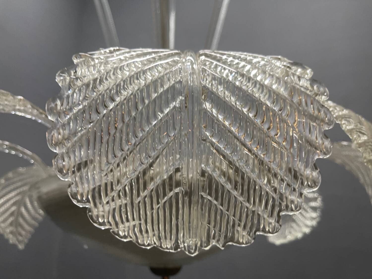 Grand lustre cascade en verre de Murano Barovier, années 1940