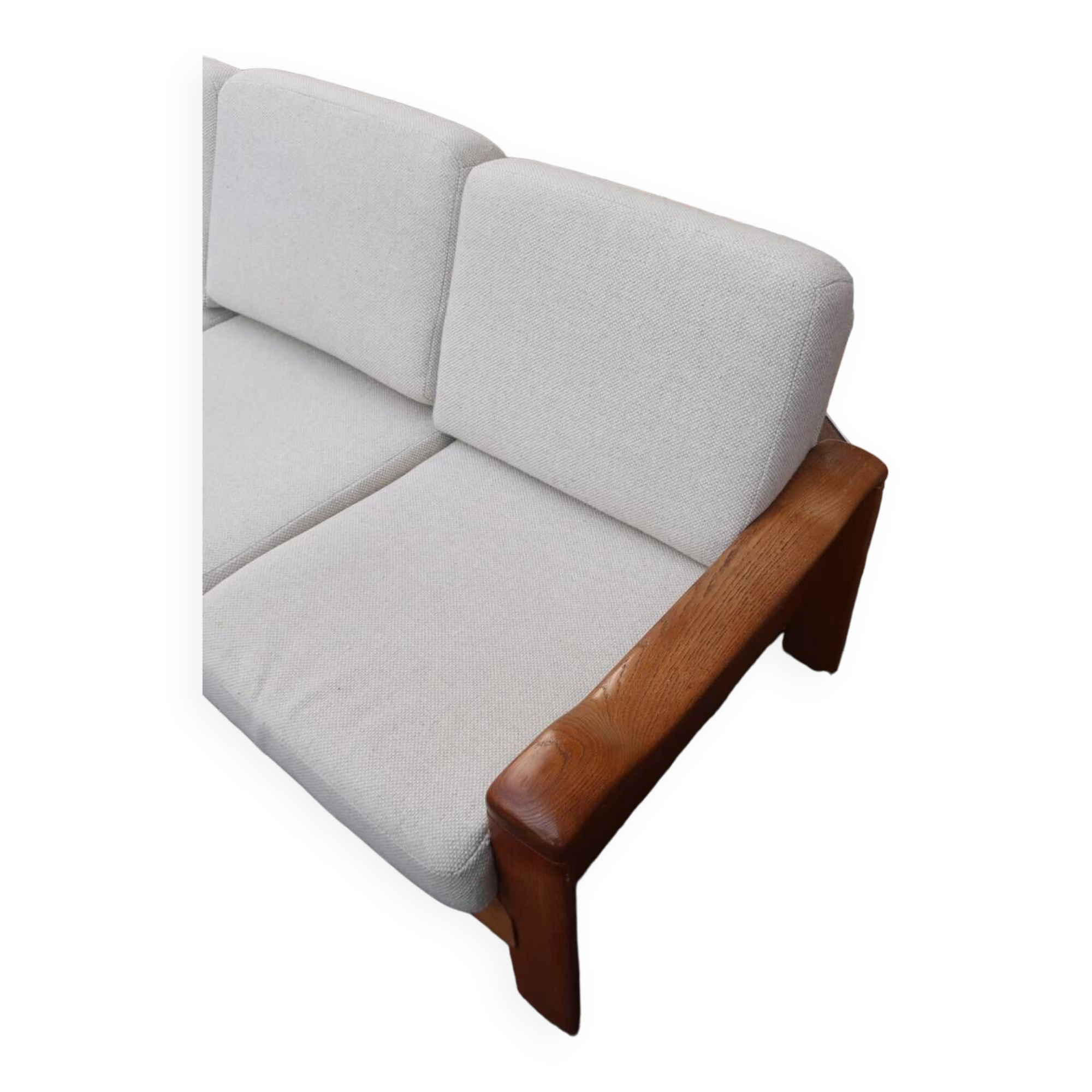 Scandinavian sofa in oak and wool from the 60s