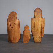 Carved wood sculpture group “Family” by Roland Lavianne, France, 1970s