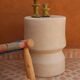 Sculptural side table in tadelakt