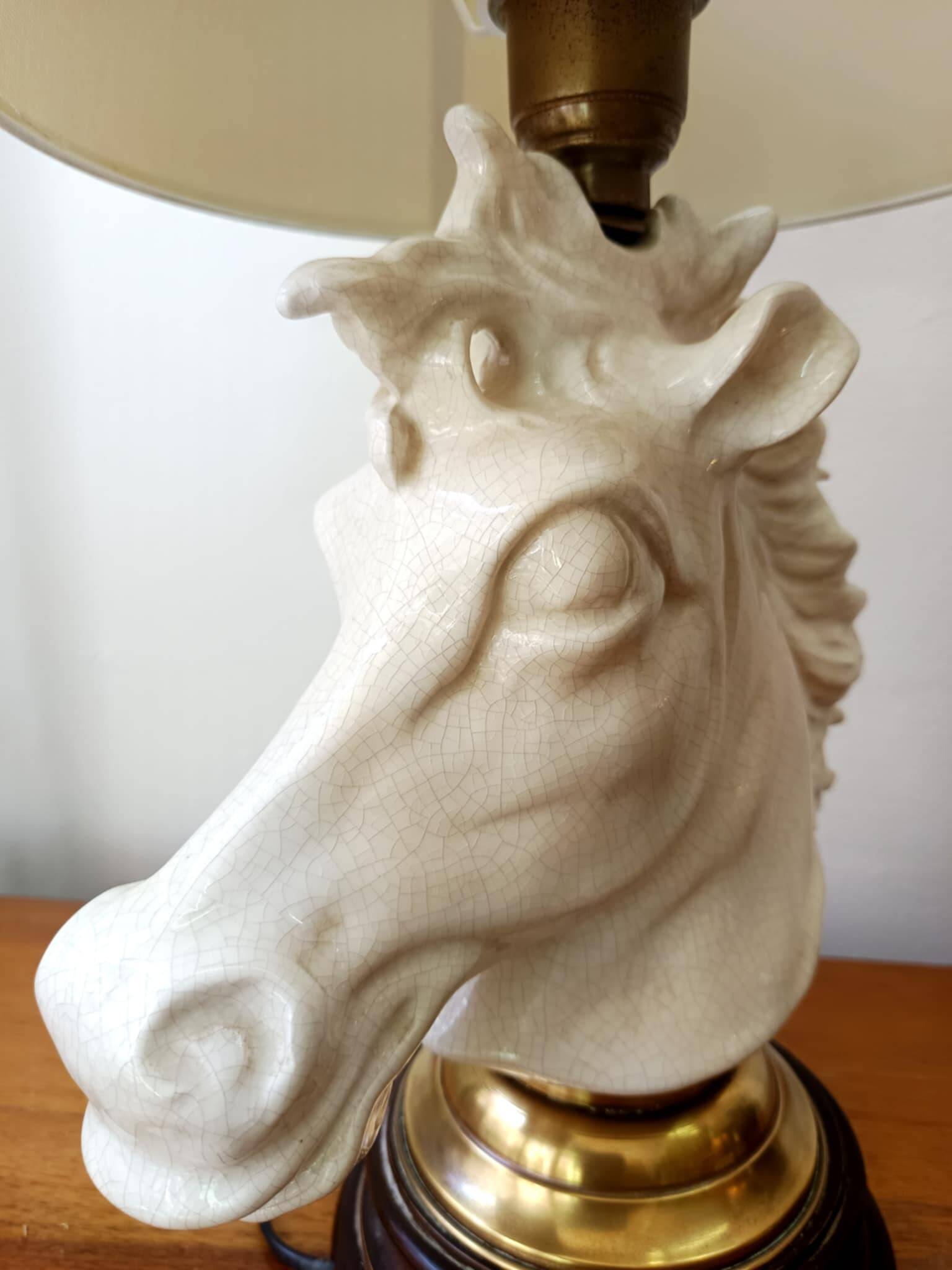 Art Deco crackled ceramic horse lamp