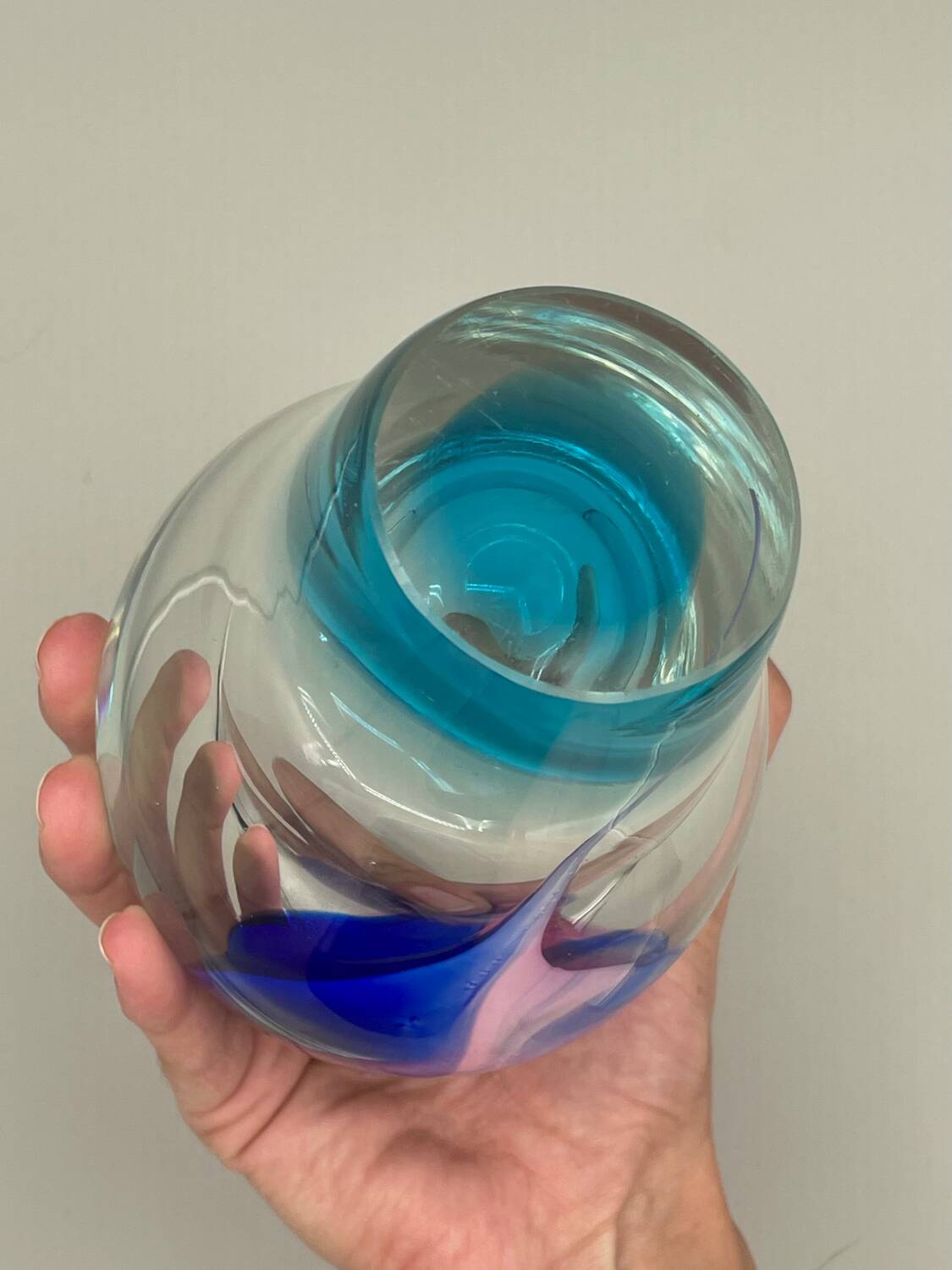 Blown glass vase by the Czech artist Jiří Suhájek