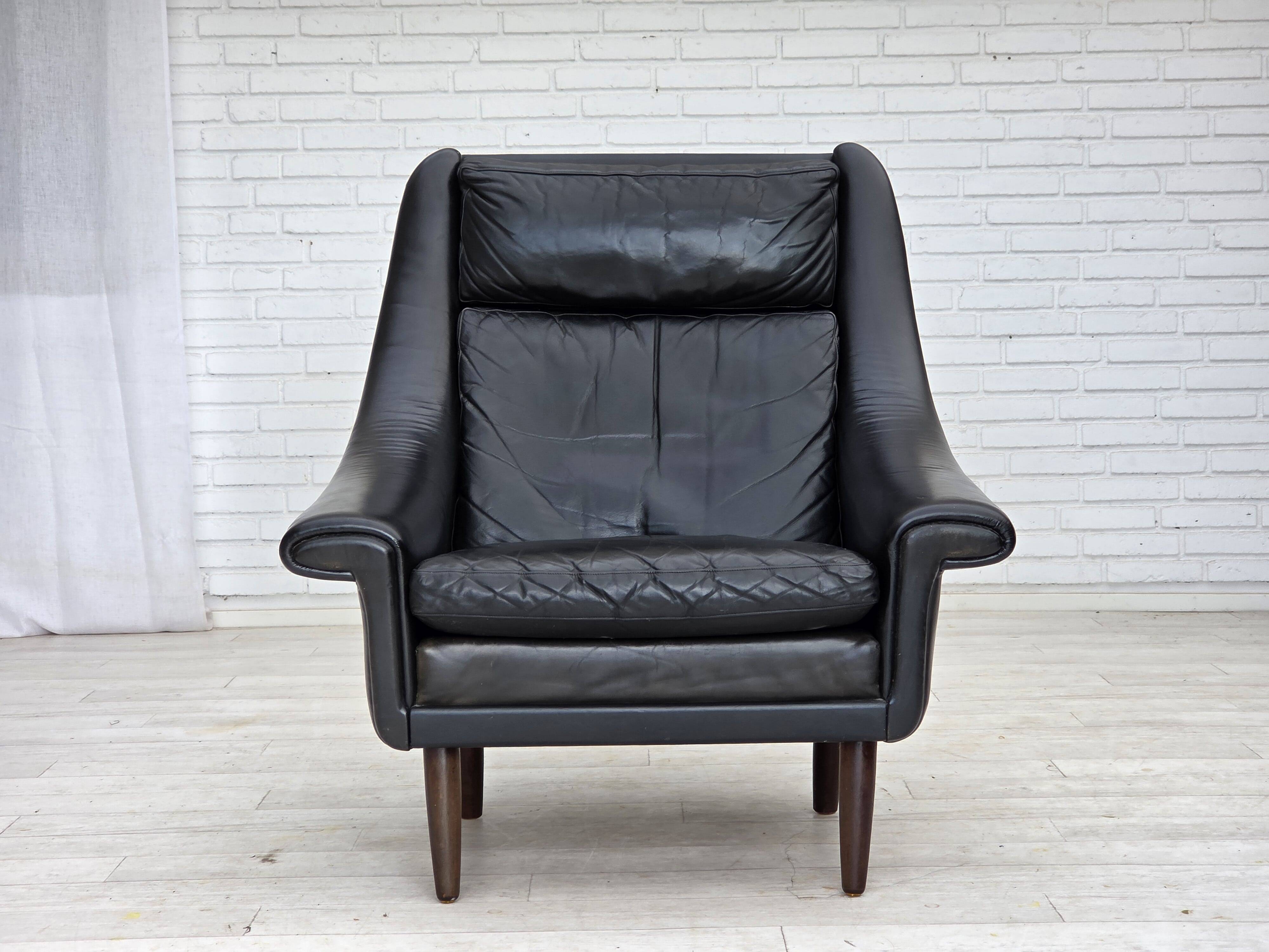 1960s, Danish highback armchair by Aage Christensen, furniture leather.
