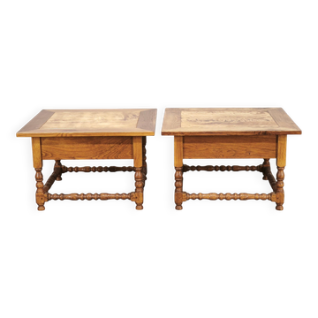 Pair of Large Solid Oak European Nightstands, 1980s