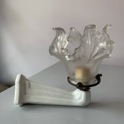 Applique en porcelaine et tulipe en verre art déco