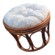 Varnished rattan pouf and cushion