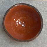 Earthenware bowl, glazed inside, raw outside, monogram EL