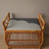 Coffre à jouets en rotin vintage