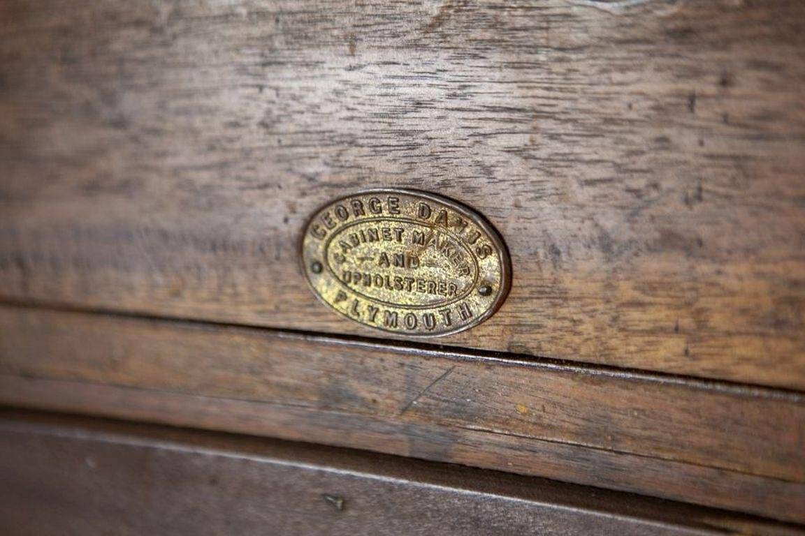19th-Century Small Walnut Cabinet with the Motif of Sunflowers attributed to George Davis, 1890s