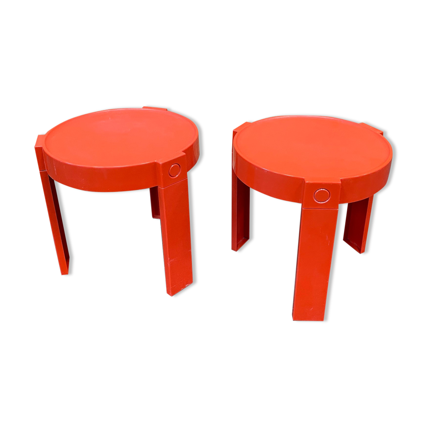 Pair of orange bedside tables