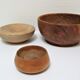 Three bowls solid wood turned patinated vintage