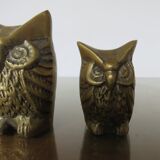 Famille de 5 hiboux en laiton années 70
