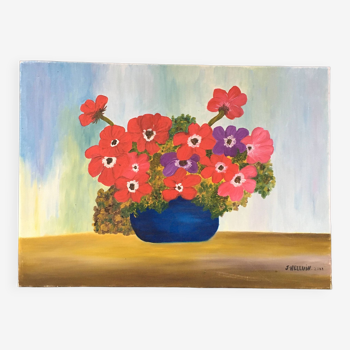 Bouquet of red anemones painting