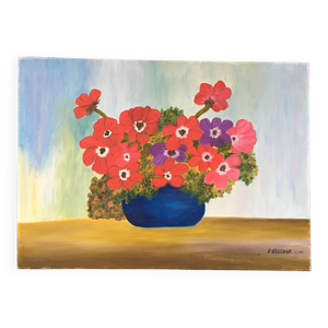 Tableau bouquet d’anémones - rouges