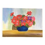 Painting bouquet of red anemones