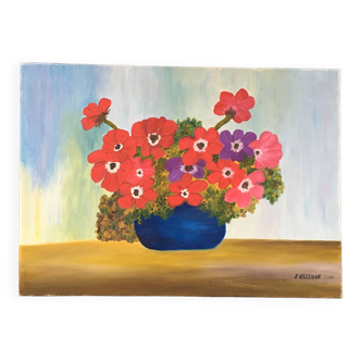 Bouquet of red anemones painting