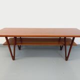 Large vintage Scandinavian double-topped teak coffee table by Kurt Østervig from the 1950s