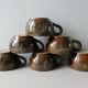 Set de 6 tasses en grès émaillé Pierre Bernier et Isabelle Roger, années 80