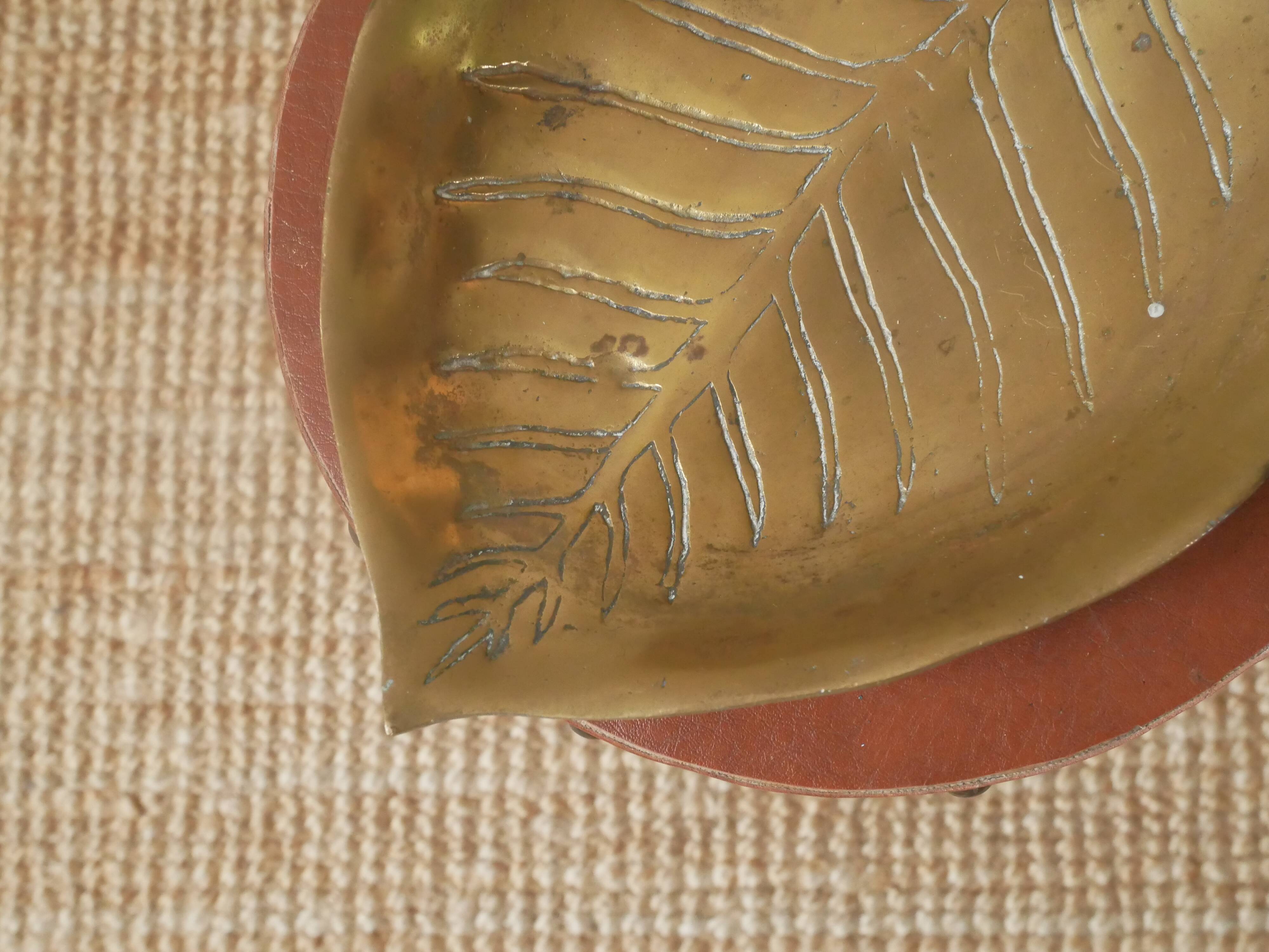 Empty pocket organic shape in brass gold metal bohemian country decoration