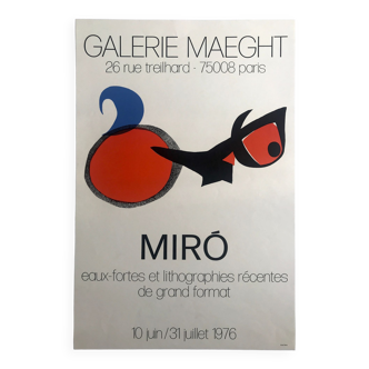 Affiche originale en lithographie de Joan MIRO, Galerie Maeght, 1976