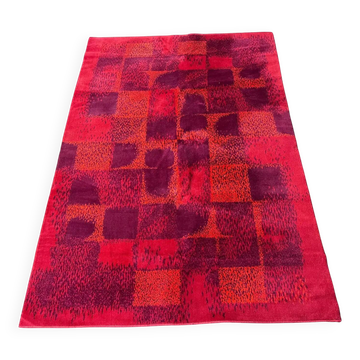 Tapis / moquette géométrique abstrait de style mid-century, années 1970 / Tchécoslovaquie