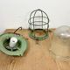 Green Industrial Soviet Bunker Pendant Light with Iron Grid, 1960s