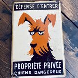 Plaque émaillée chien dangereux
