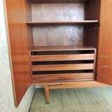 Vintage wardrobe signed Magnani Master cabinetmaker in teak and mahogany