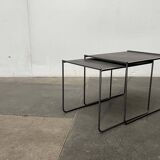 Postmodern perforated metal nesting side tables from Ikea, 1980s, set of 2.