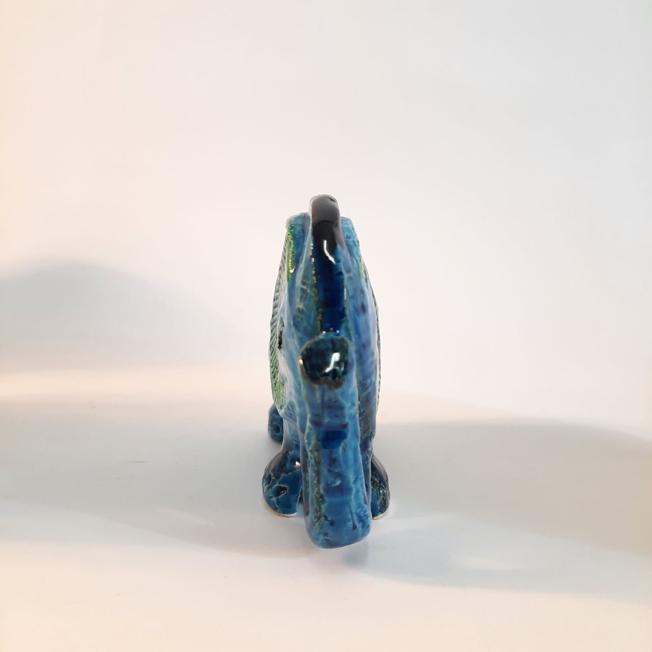 Vintage elephant statue, Aldo Londi for Bitossi, Rimini blue series.