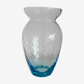 Light blue glass swirly vase