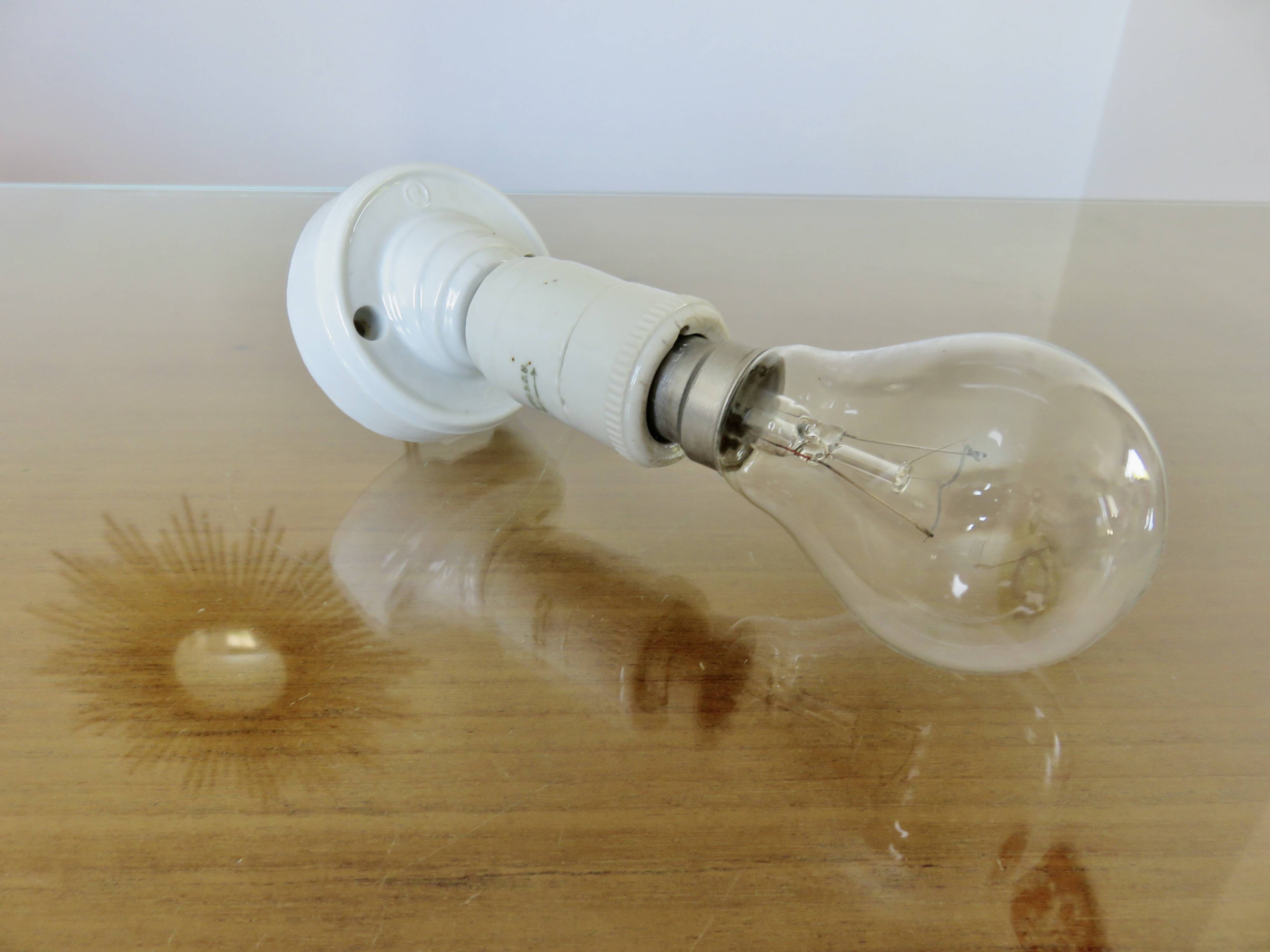 Minimalist art deco wall lamp, porcelain, 1930s-40s