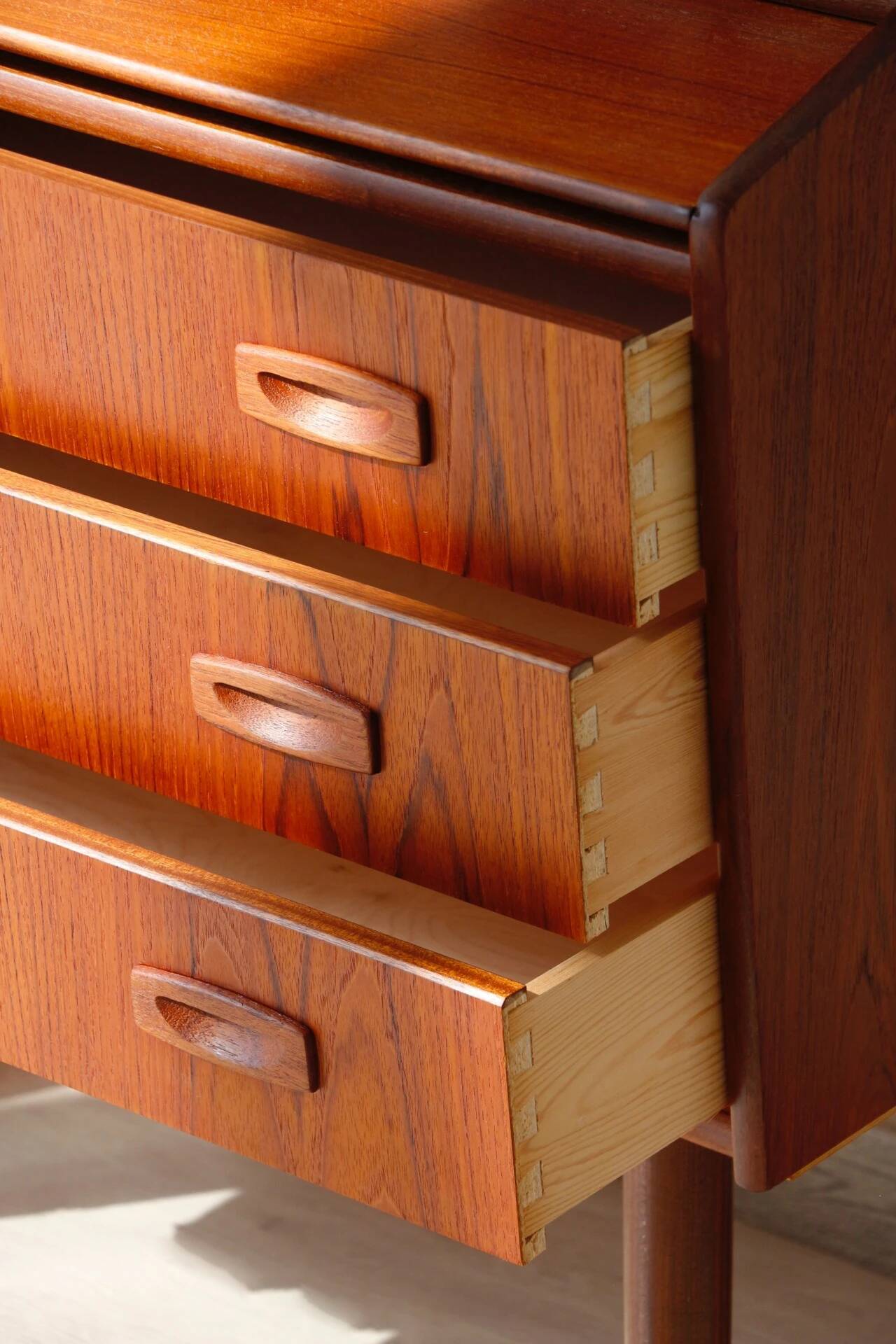 Danish vintage teak secretary | Restored Scandinavian desk