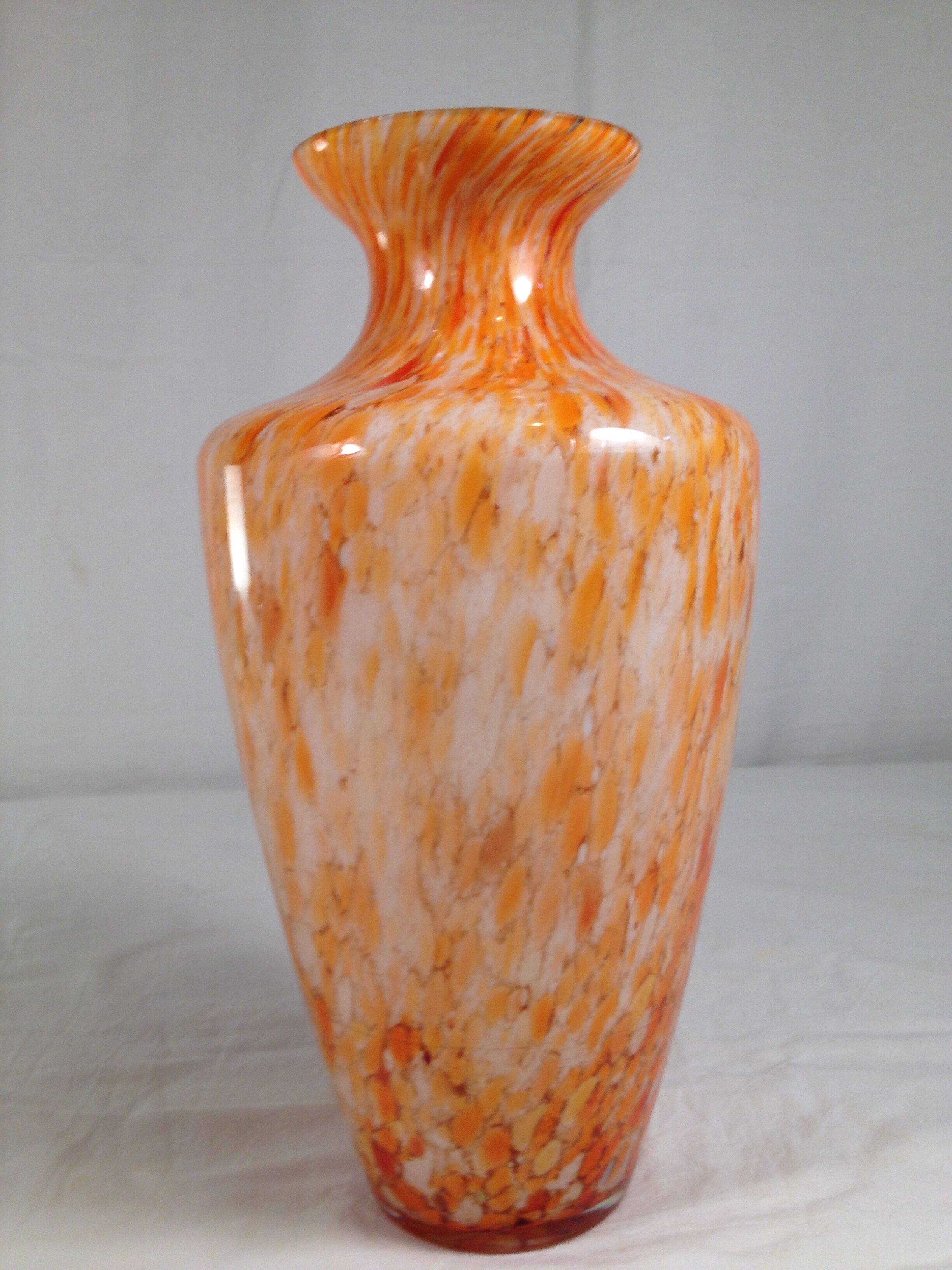 Orange multicolored glass vase, 70s